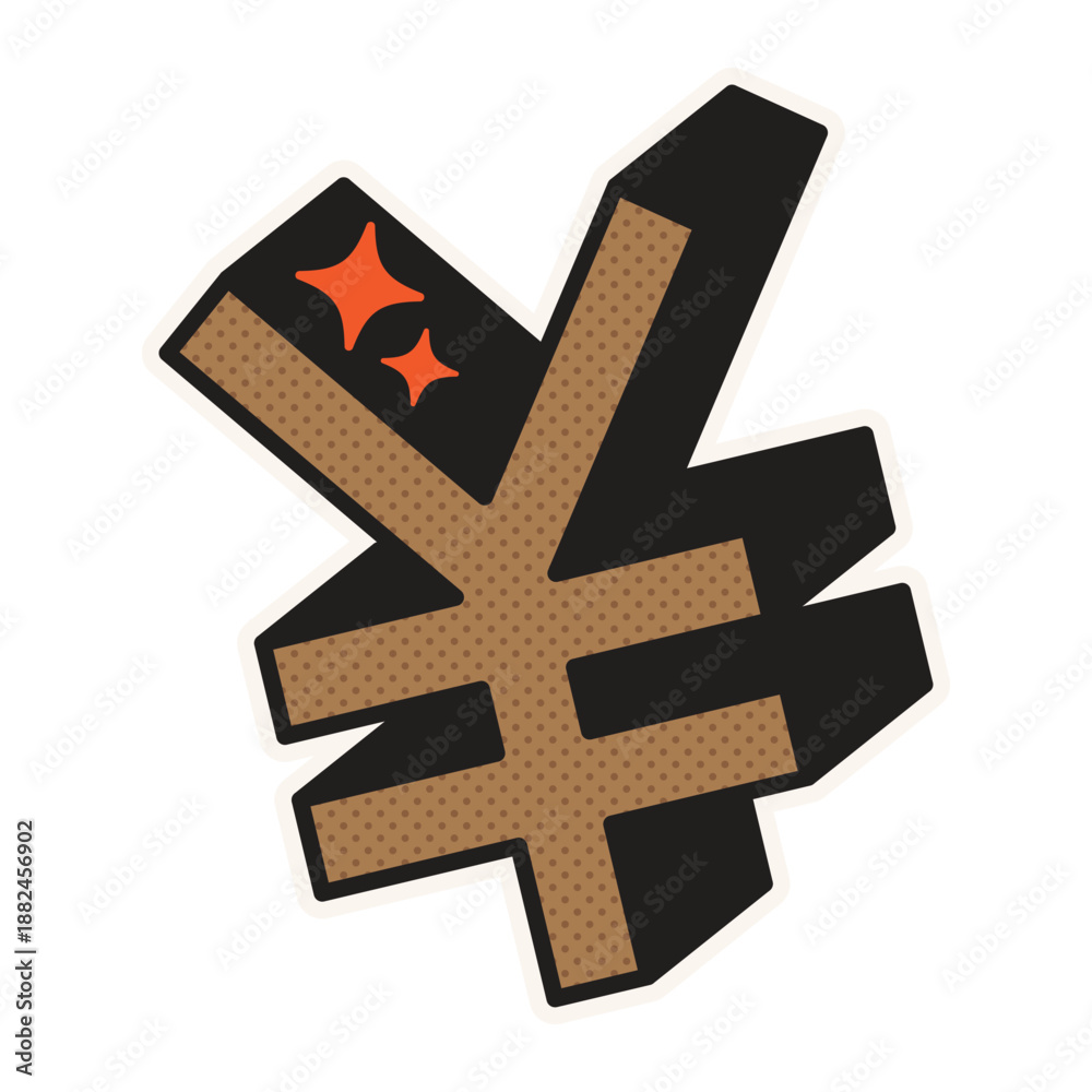 Obraz premium Yen sign sticker cartoon illustration