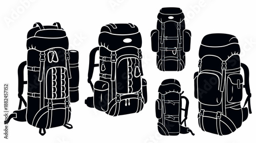 Collection of various hiking backpacks for outdoor adventures.
