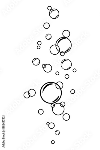 Fizzy Drink, Water Bubbles Line and Silhouette Icon Set. Soap, Sphere Foam, Clear Soda, Aquarium Drops Symbol Collection. Doodle style