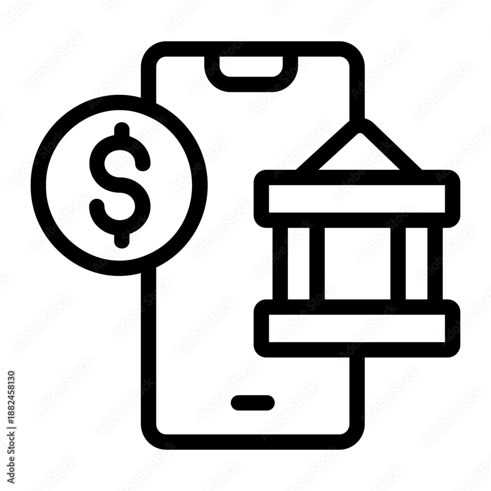 Obraz premium Online banking Line Icon