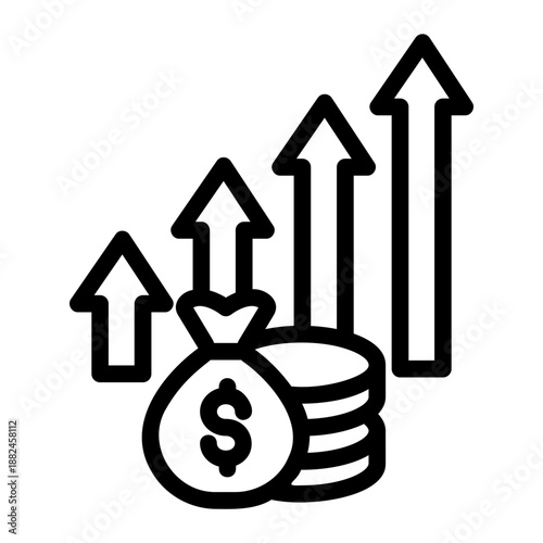Income growth Line Icon