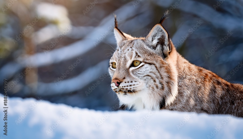 Obraz premium Lynx In Winter Wonderland A Majestic Feline In A Snowy Landscape