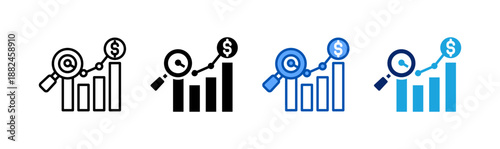market research icon set multiple style collection