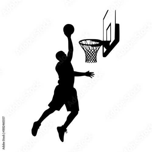 Basketball Player Shooting to net Silhouette Vector Icon
