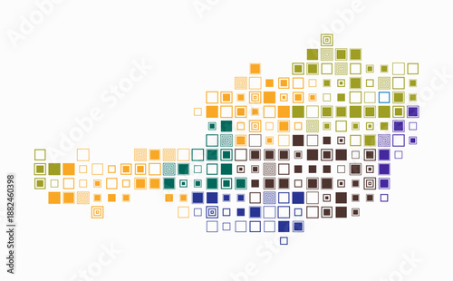 Austria, shape of the country build of colored cells. Digital style map of the Austria on white background. Large size square blocks. Classy vector illustration.