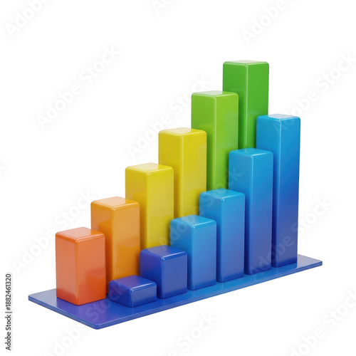 Free Download Colorful 3d bar chart isolated on transparent background - GFXLoad