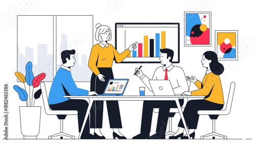 Business Team Discussing Data Analysis Report.