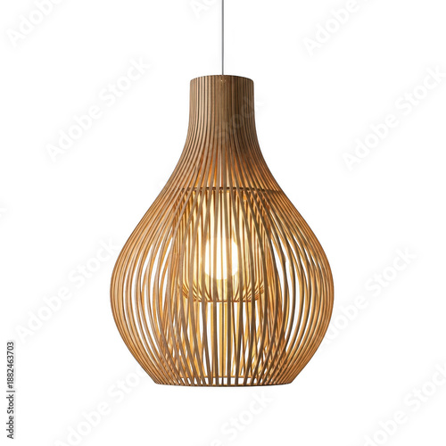 Rattan pendant lamp isolated on transparent background