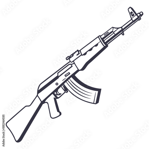 AK-47 Rifle Flat Vector Icon