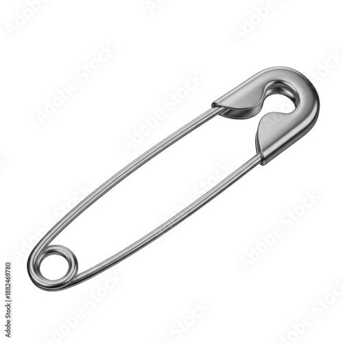 Metal safety pin isolated on transparent background