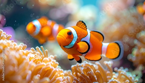 Vibrant clownfish in coral reef