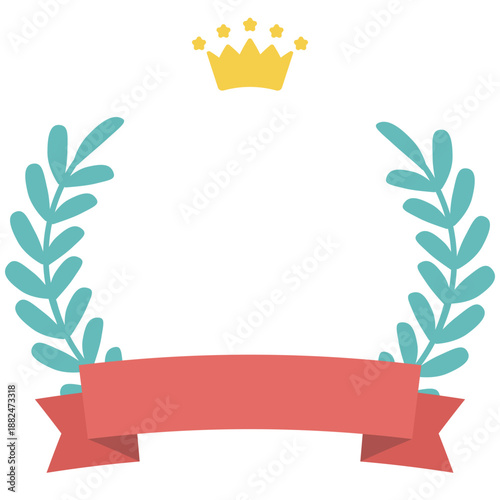 月桂樹とリボンのシンプルなアワードランキングフレーム