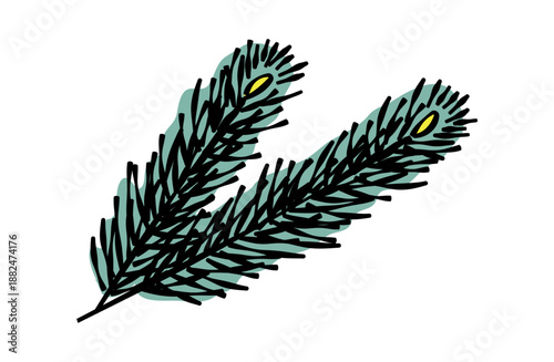 松の葉のイラスト(線あり)