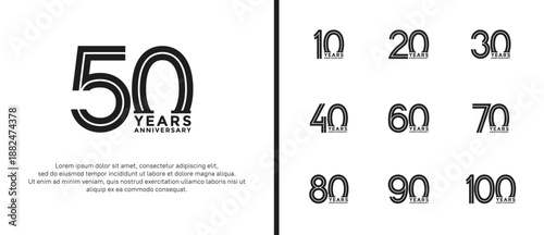 anniversary vector logo set, black color can be use for celebration