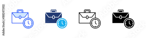 Work Time Multiple Style Icon Set Vector 