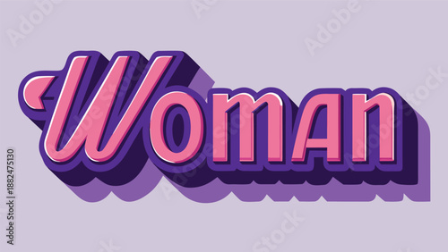 A bold vector illustration of the word 'woman' in modern typography, perfect for designs requiring a touch of femininity and empowerment.