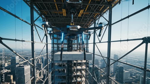 Wallpaper Mural Drone Inspection of Skyscraper - High-Altitude Urban Exploration. Torontodigital.ca