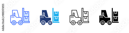 Forklift Multiple Style Icon Set Vector 