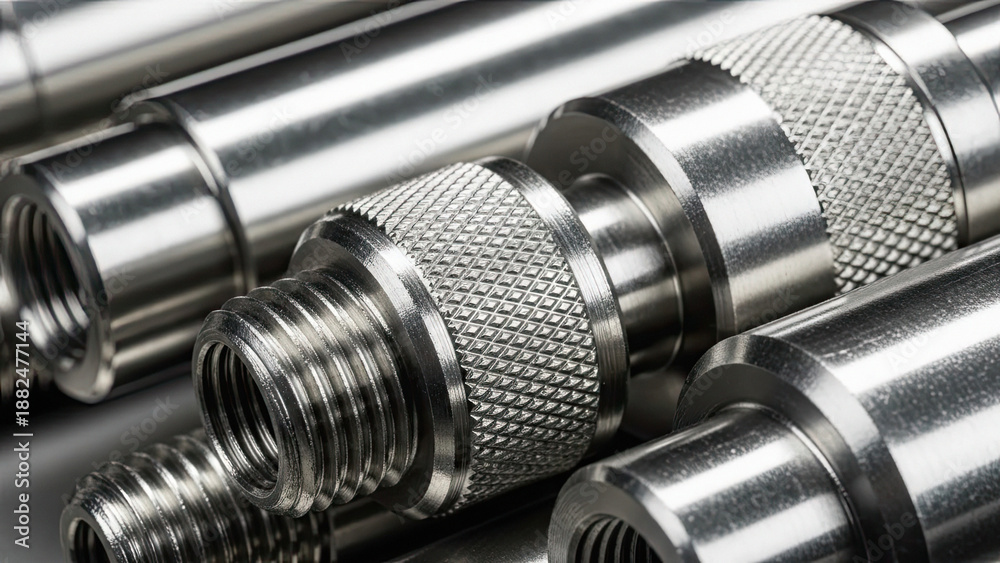 Fototapeta premium Collection of precision-machined metal connectors