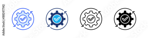 Process Multiple Style Icon Set Vector 