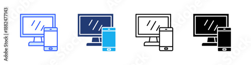 Responsive Multiple Style Icon Set Vector 