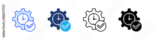 Real Time Multiple Style Icon Set Vector 