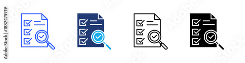 Audit Multiple Style Icon Set Vector 