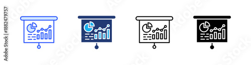 Presentation Multiple Style Icon Set Vector 