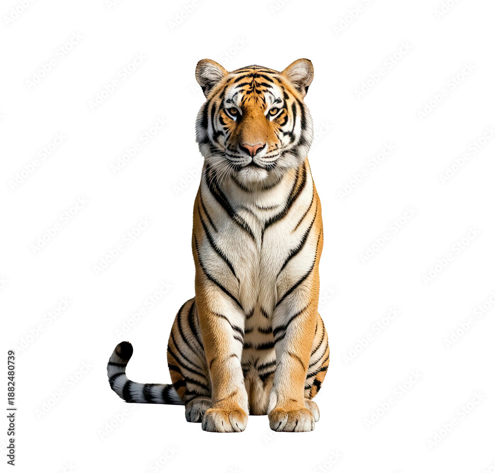 Obraz premium A tiger sitting on a png transparent