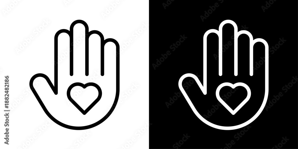 Obraz premium Volunteer icon representing community service, helping hands, charity work, social support, Ramadan values, and compassion.