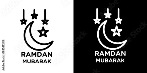 Ramadan Mubarak icon representing holy month greetings, Islamic celebration, blessings, spirituality, and festive Ramadan wishes.