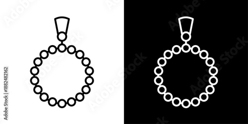 Tasbeeh icon representing Islamic prayer beads, remembrance of Allah, dhikr practice, spiritual devotion, and Ramadan worship.