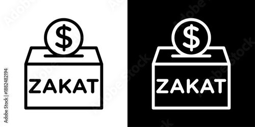 Zakat icon representing obligatory Islamic charity, wealth purification, helping the needy, Ramadan giving, and social justice.
