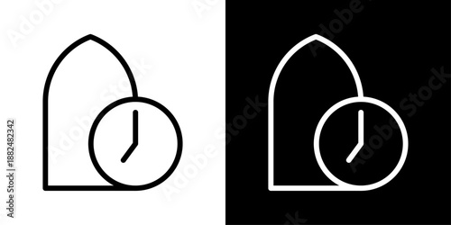 Iftar time icon representing sunset meal during Ramadan, fasting break schedule, Islamic tradition, prayer timing, and worship.