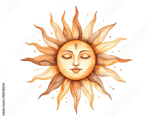 Watercolor Painting of a Smiling Sun.