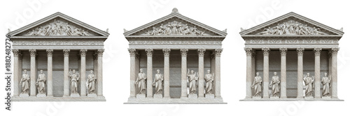 фотографія Classical ancient Greek temple with marble columns and statues isolated on white