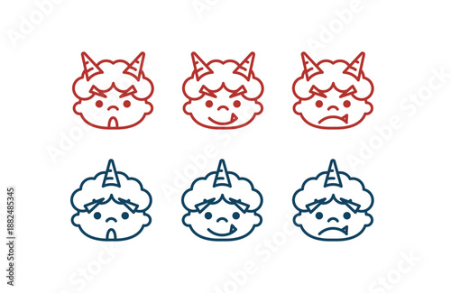 節分  鬼の顔アイコン01