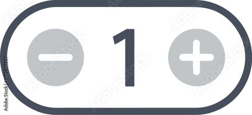 A user interface element displaying a counter with increment and decrement buttons