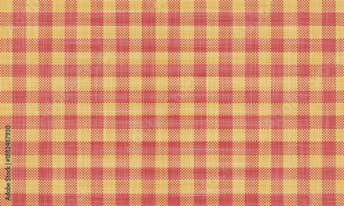 Wallpaper Mural Red and yellow checkered pattern with a textured fabric look for backgrounds and design elements use Torontodigital.ca