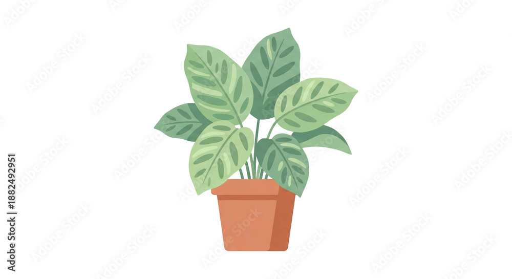 Fototapeta premium Flat Vector Potted Houseplant Illustration