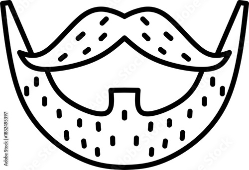 Beard and mustache icon for men grooming style and masculine facial hair barber shop branding services