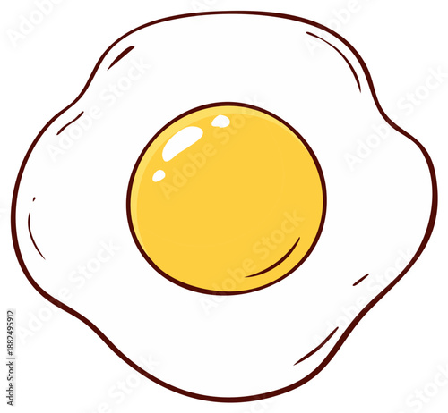 Simple cartoon illustration of a delicious sunny side up fried egg breakfast food