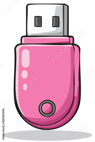 Bright Pink USB Flash Drive with Stylized Design
