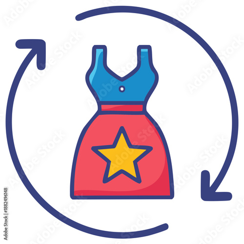 Circular Fashion Icon Dress with Arrow Symbol Sustainable Clothing Recycle Clothes