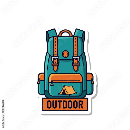 Vibrant outdoor adventure backpack with multiple compartments and a camping