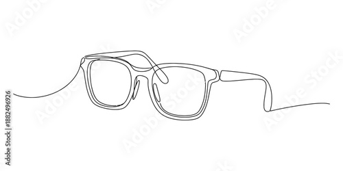 A pair of glasses drawn in a continuous line art style on a white background Vector, illustration