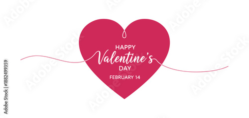 Heart line artwork, postcard for Happy Valentine's Day, February 14. Vector illustration