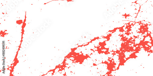 A vibrant red paint splash creates a grunge watercolor texture with artistic ink splatters and blood-like droplets on a decorative vector background pattern for a bold wallpaper design