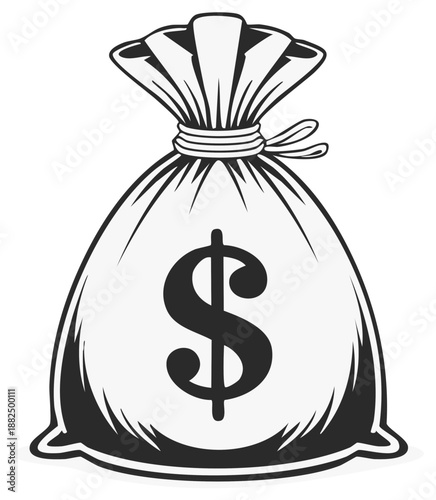 Money Bag Vector Graphic with Dollar Sign for Finance Themes and Concepts