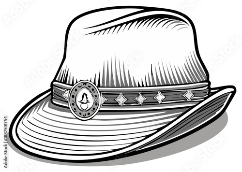 Western Hat with Decorative Band and Buckle Accessory
